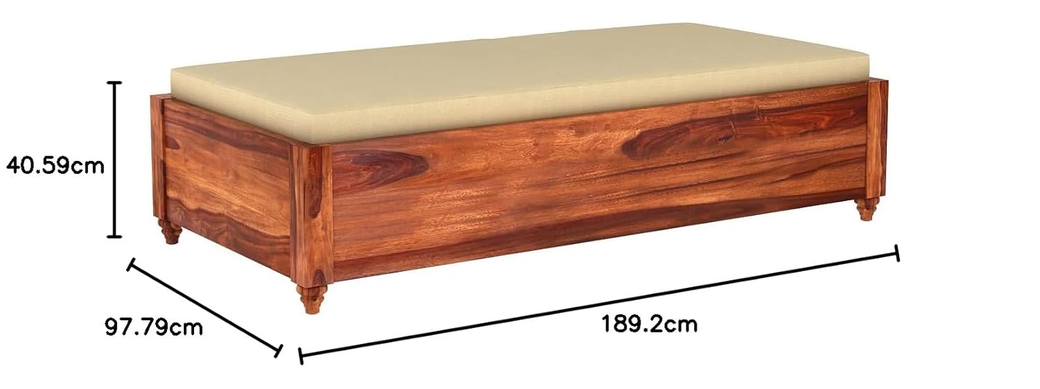 Craft D Art Solid Wood Diwan Sofa with Cushioned Seat & Bolsters