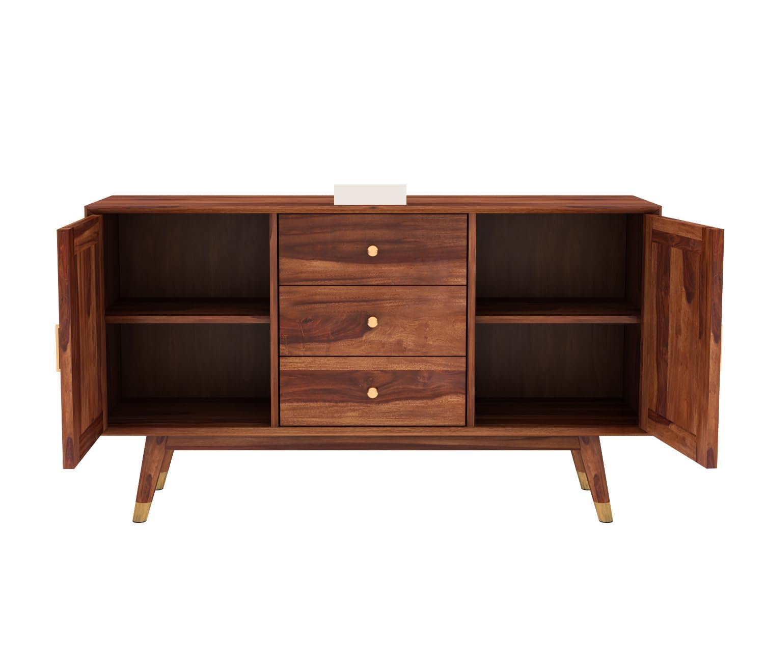 Zenthior Sheesham Wood Cabinet and Sideboard (Honey Finish)