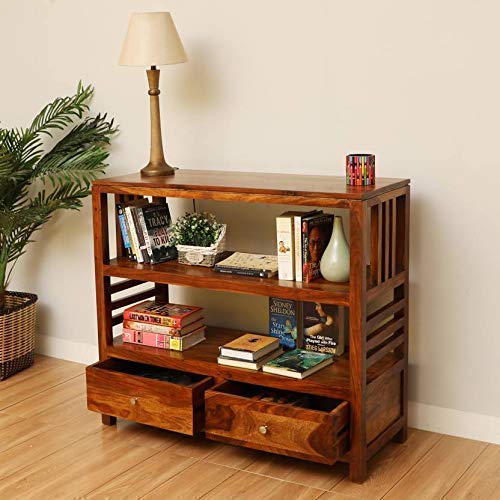 Solid Wood Bookshelf with Storage Drawers for Home & Office