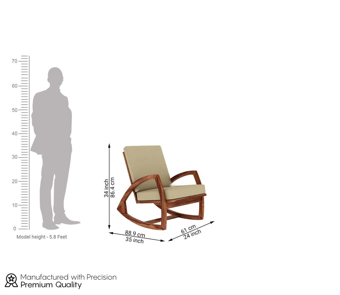 Wooden Rocking Chair with Cushioned Seat