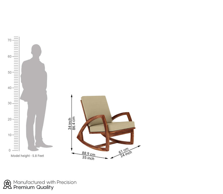 Wooden Rocking Chair with Cushioned Seat