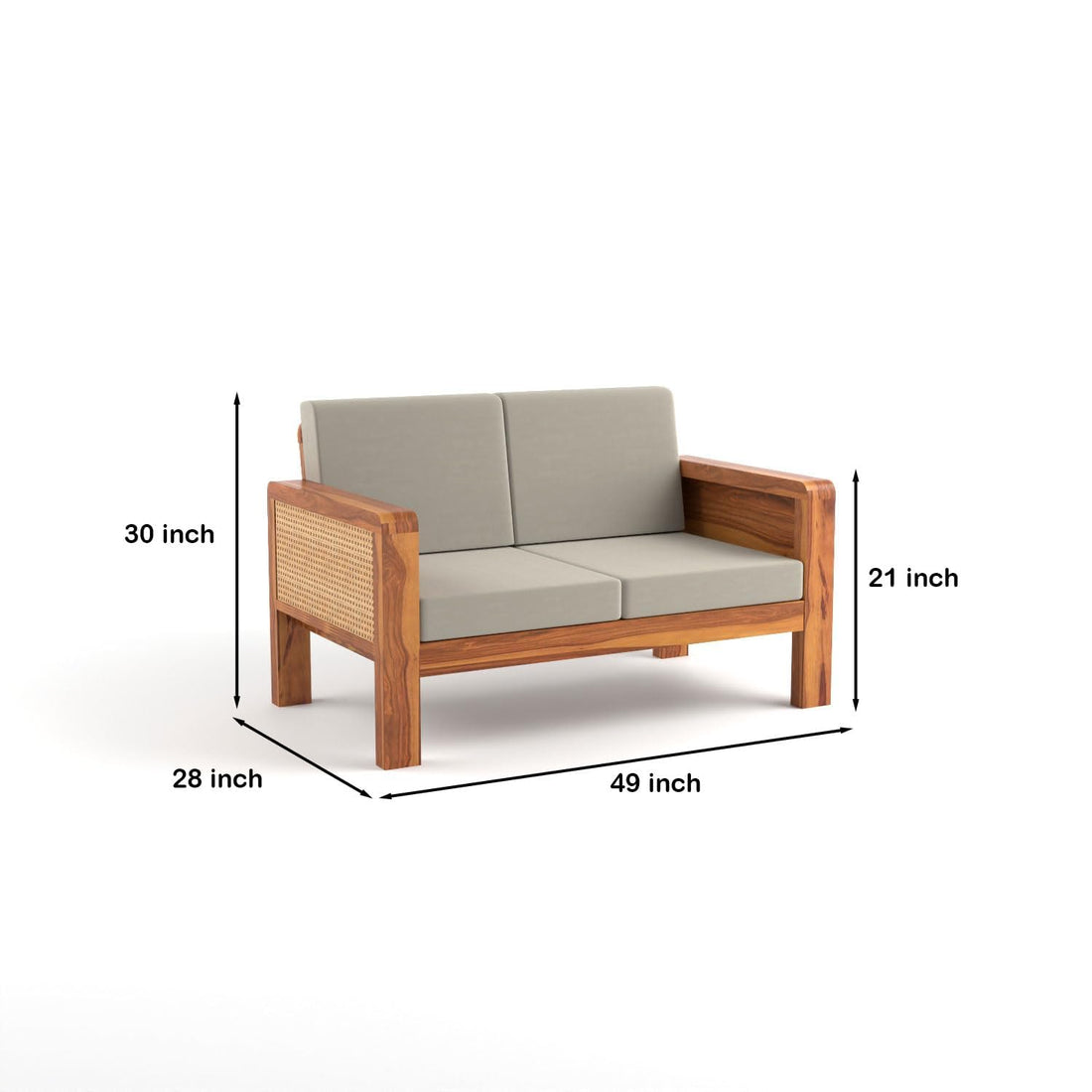 Craft D Art Solid Sheesham Wooden 6 Seater Sofa for Living Room | Solid Wood Sofa with Cane Side Panel | Rosewood Sofa Set for Home & Office | Lounge (Honey)