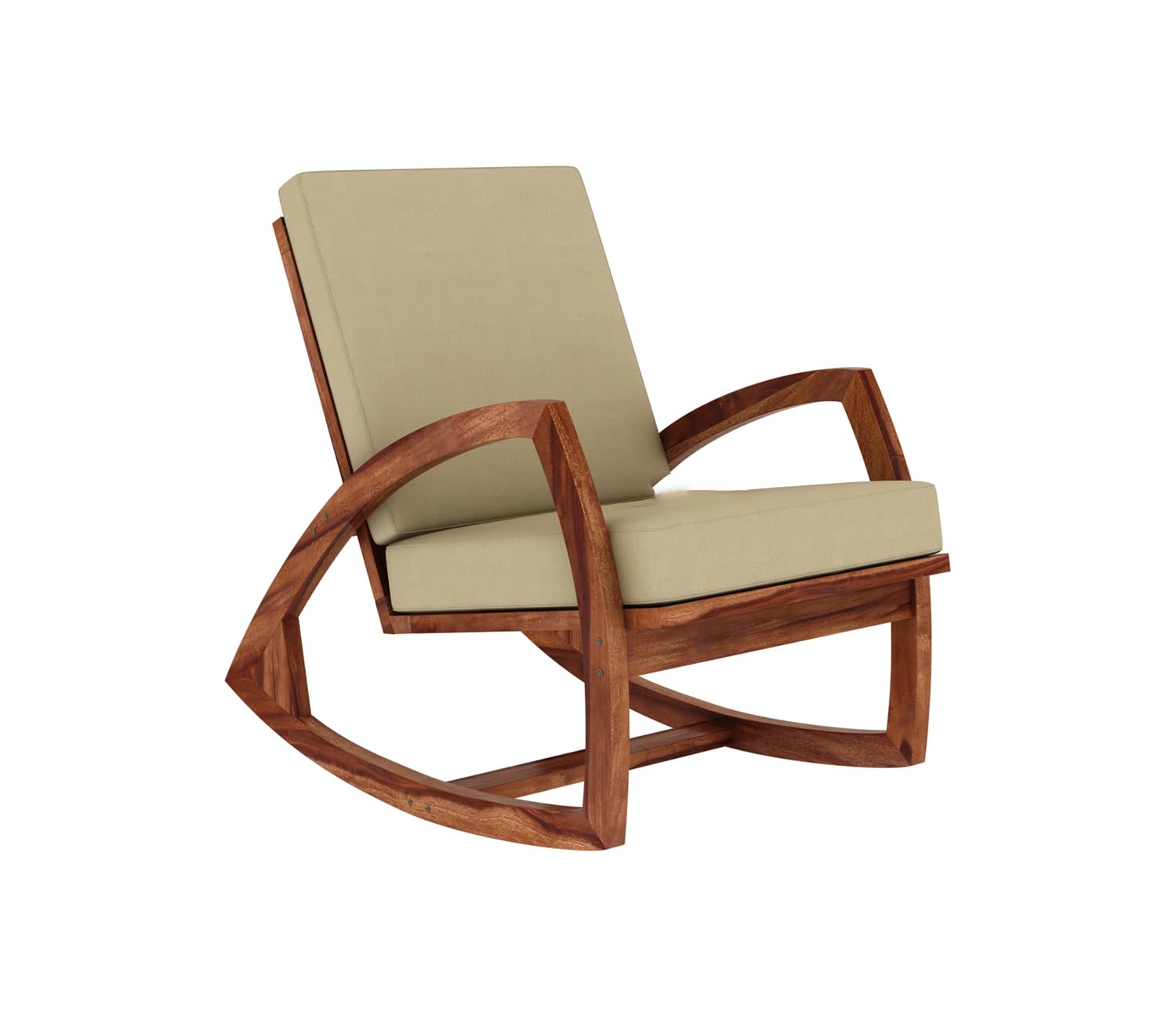 Wooden Rocking Chair with Cushioned Seat