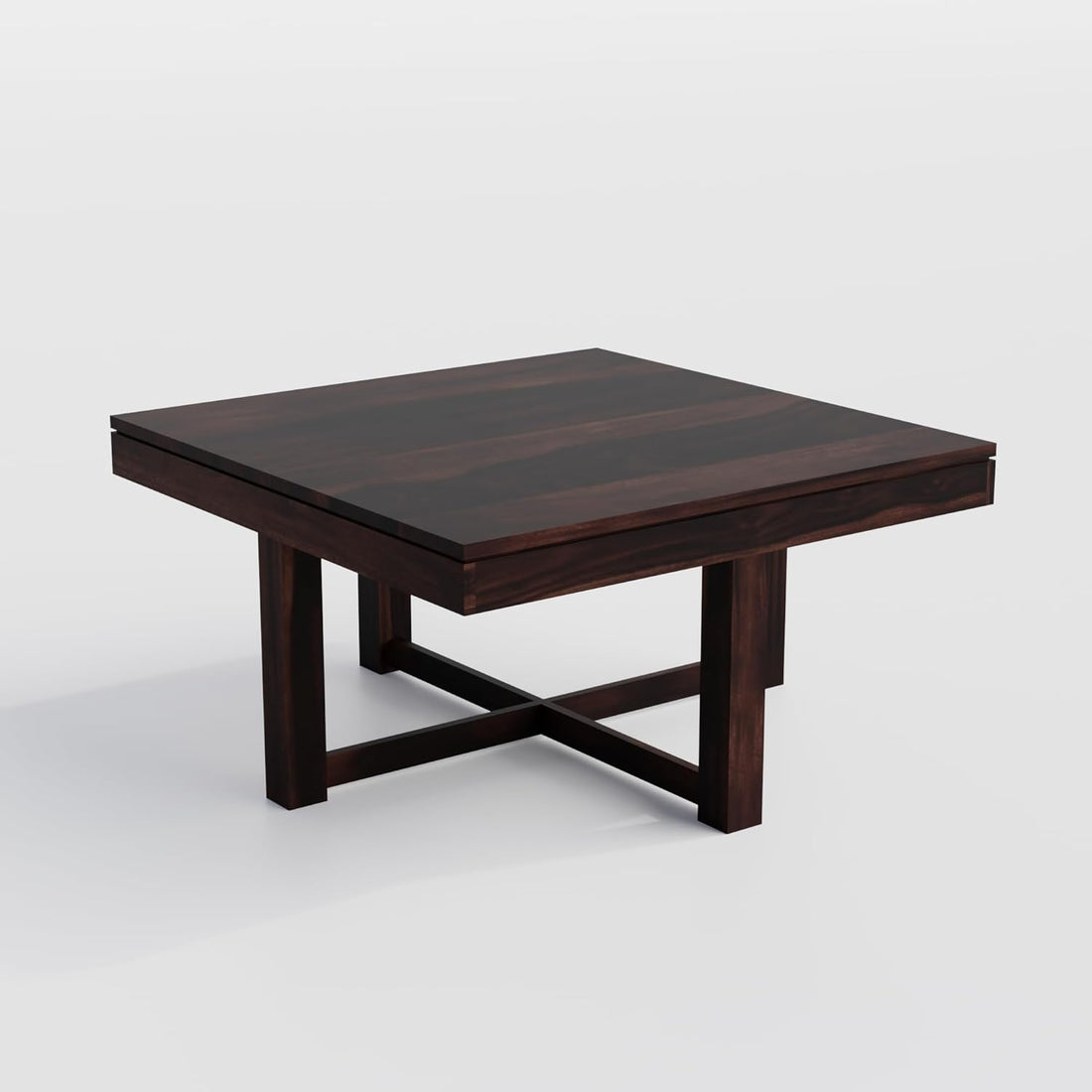 Solid Sheesham Wood Coffee Table  with 4 Cushioned Stools