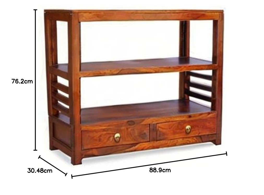 Solid Wood Bookshelf with Storage Drawers for Home & Office