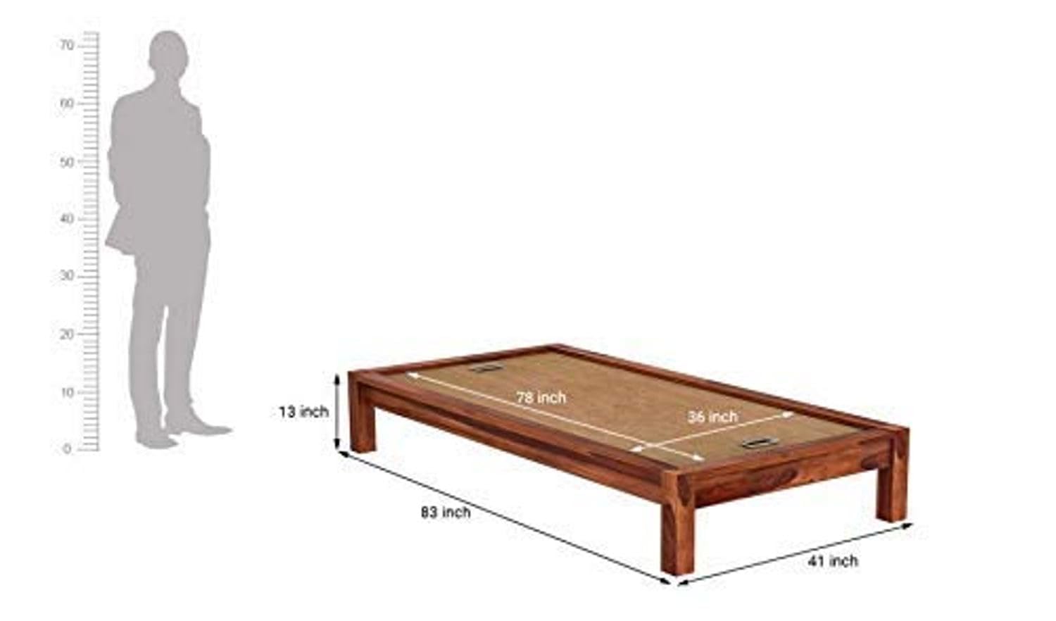 Craft D Art Sheesham Wood Single Size Bed Without Storage