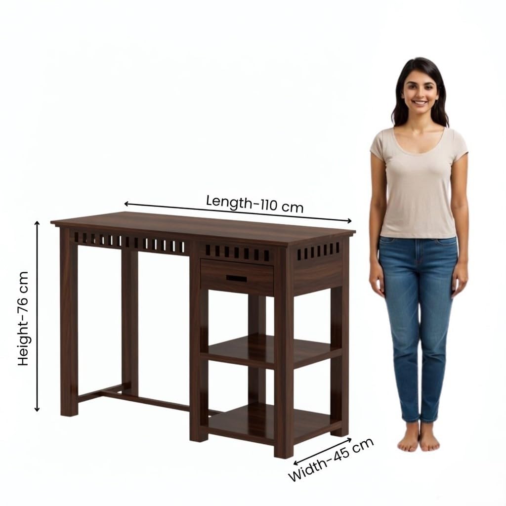 Craft D Art Sheesham Wood Study Desk with Drawer & Open Storage