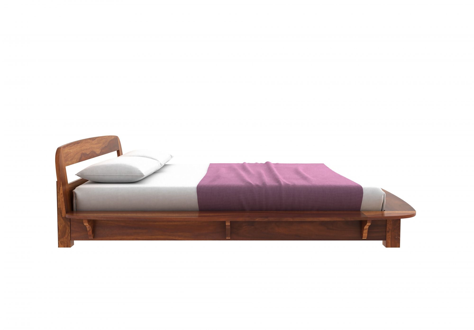 Craft D Art Sheesham Wood King Size Bed Without Storage (Honey Finish)