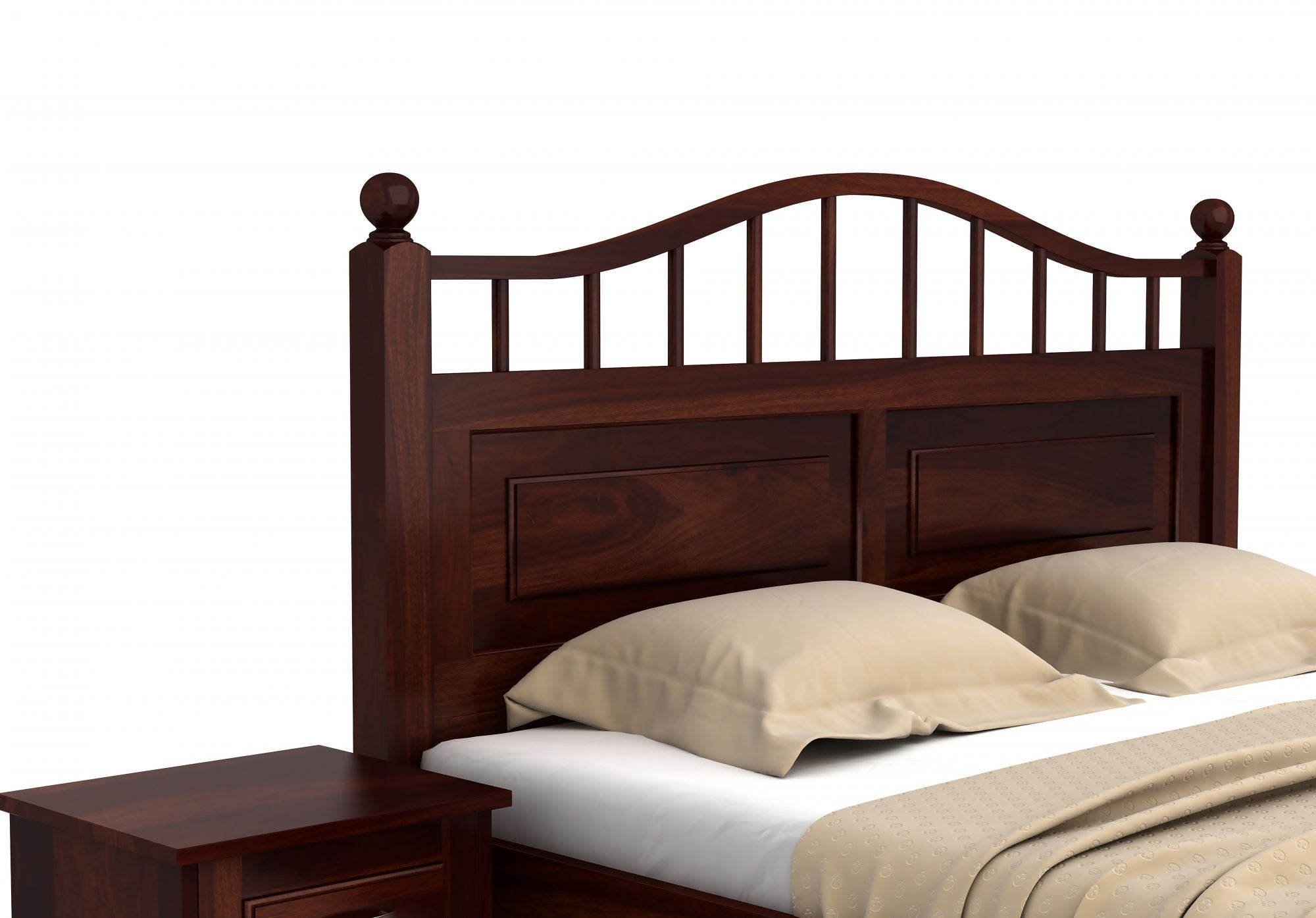 Craft D Art Sheesham Wood King Size Bed Without Storage (Walnut Finish)