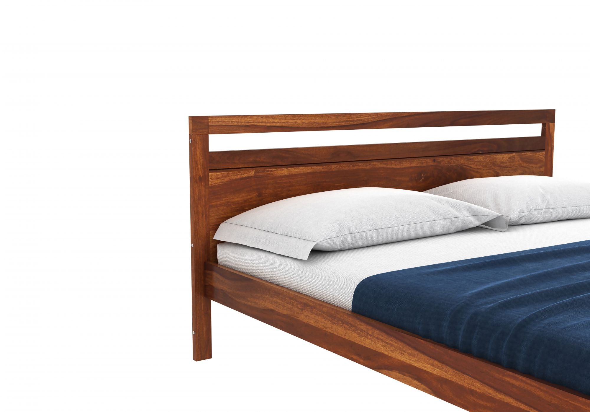 Oraxen Sheesham Wood King Size Bed Without Storage (Honey Finish)