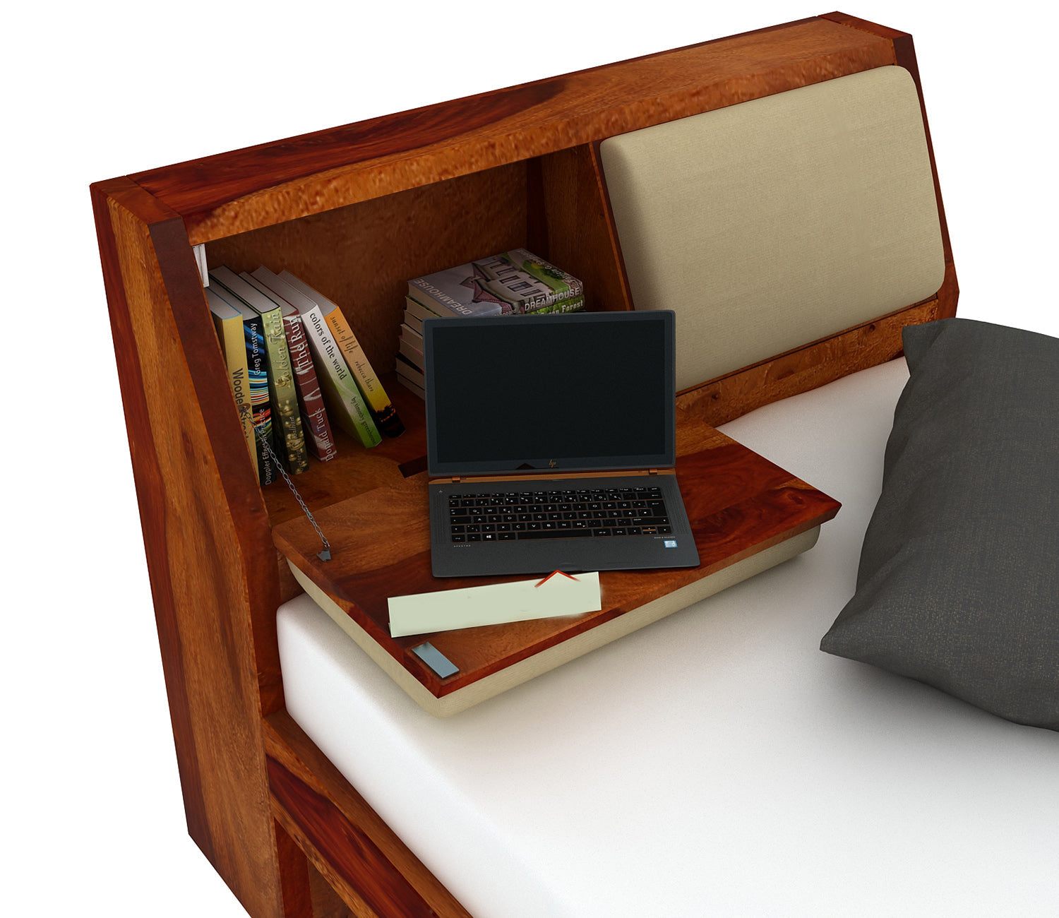 Solid Sheesham Wood Single Bed — Honey Finish | Handcrafted by Indian Artisans