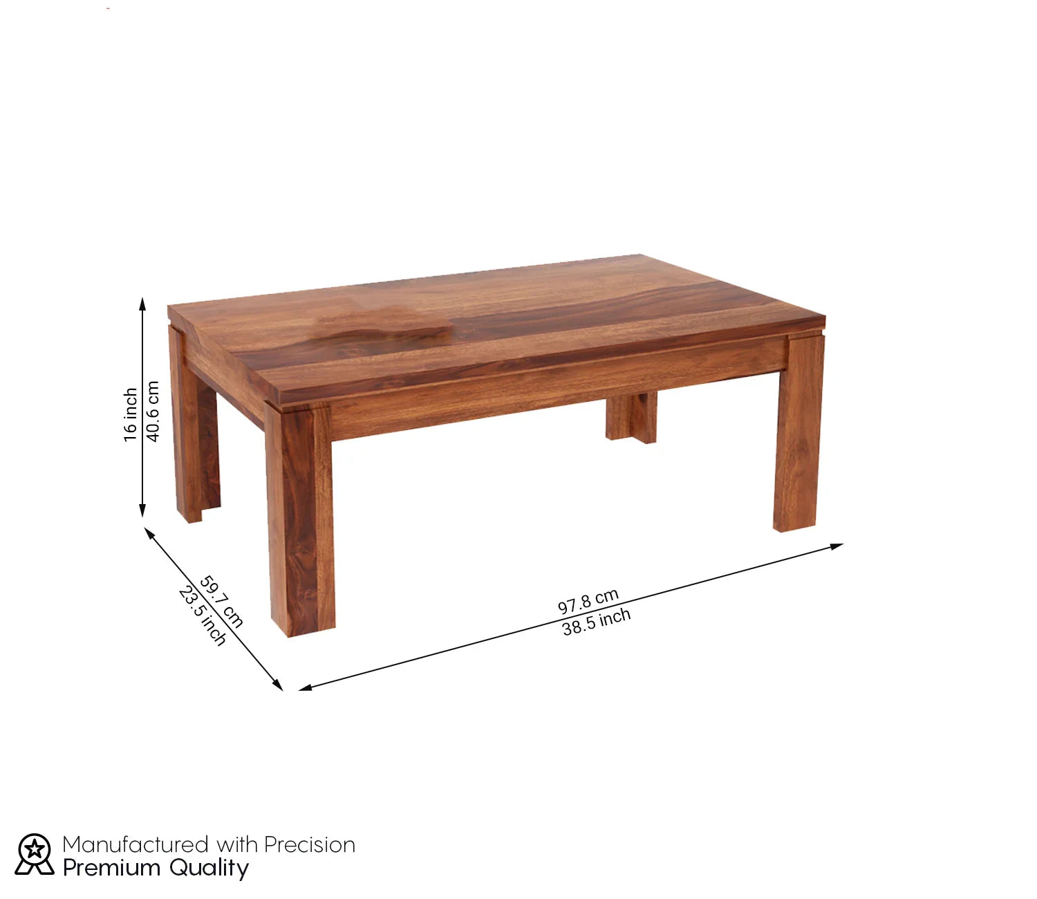 Craft D Art Sheesham Wood Center Table (Honey Finish)
