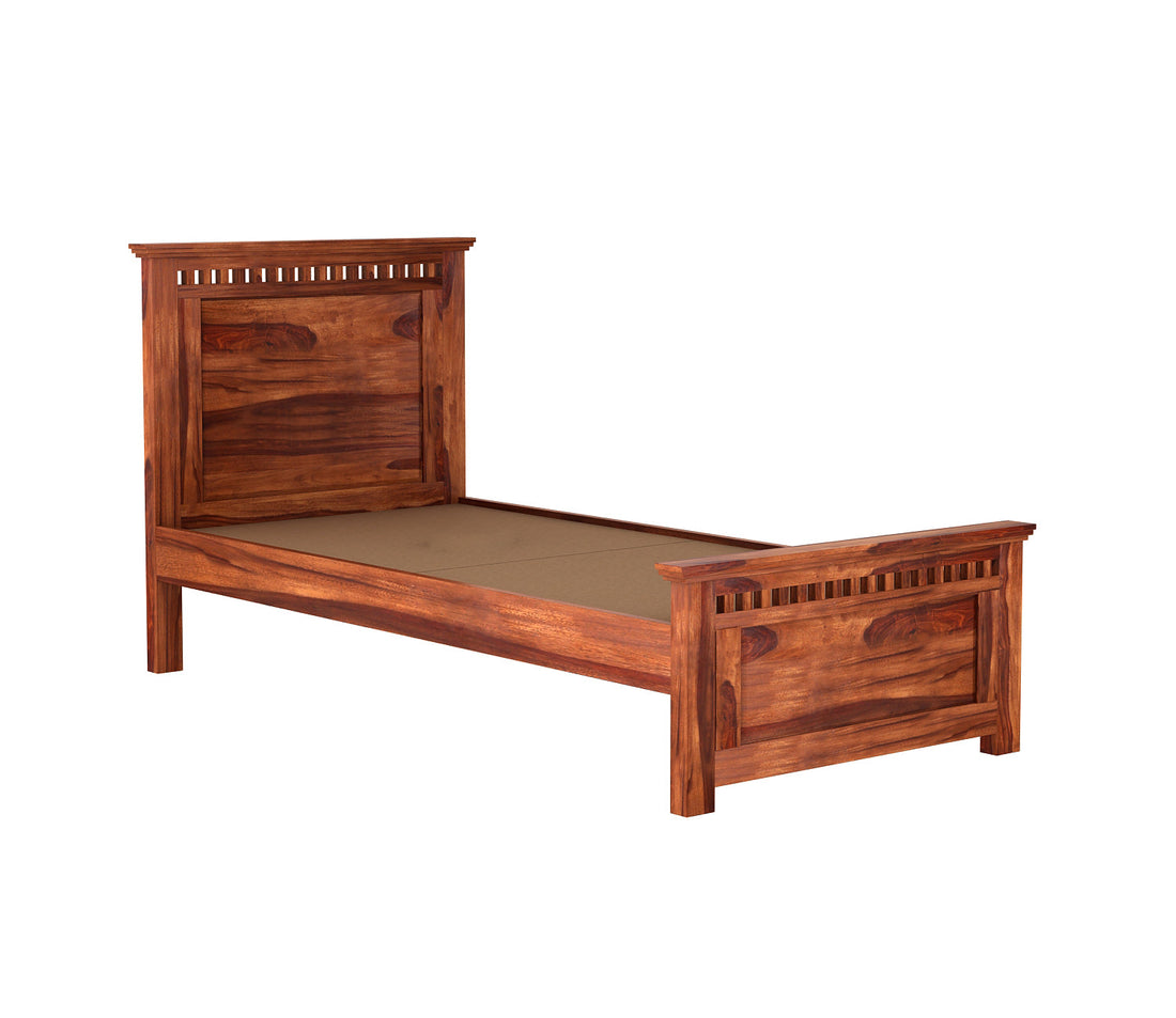 Craft D Art Sheesham Wood Single Bed Without Storage (Honey Finish)