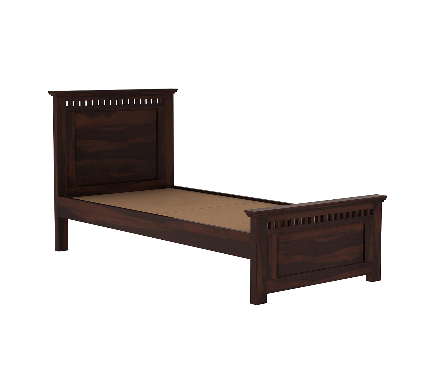Craft D Art Sheesham Wood Single Bed Without Storage (Walnut Finish)