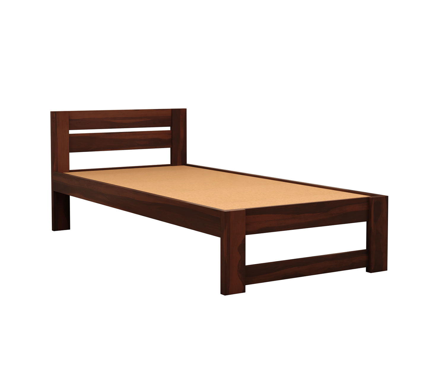 Craft D Art Sheesham Wood Single Bed Without Storage (Walnut Finish)