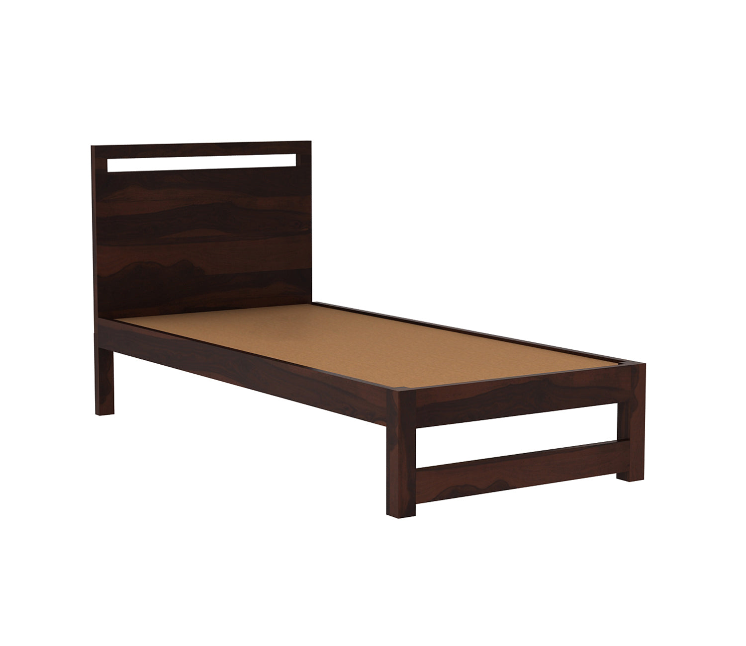 Craft D Art Sheesham Wood Single Bed Without Storage (Walnut Finish)