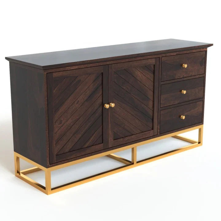 Ulventhor Sheesham Wood Cabinet and Sideboard (Honey Finish)