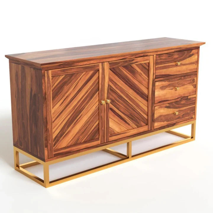 Ulventhor Sheesham Wood Cabinet and Sideboard (Honey Finish)
