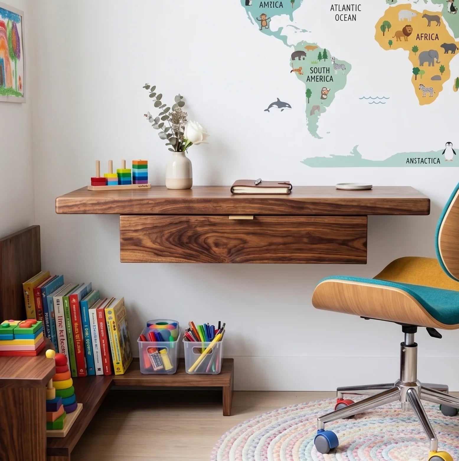 The Mid-Century Modern Solid Wood Floating study  & Writer's Desk