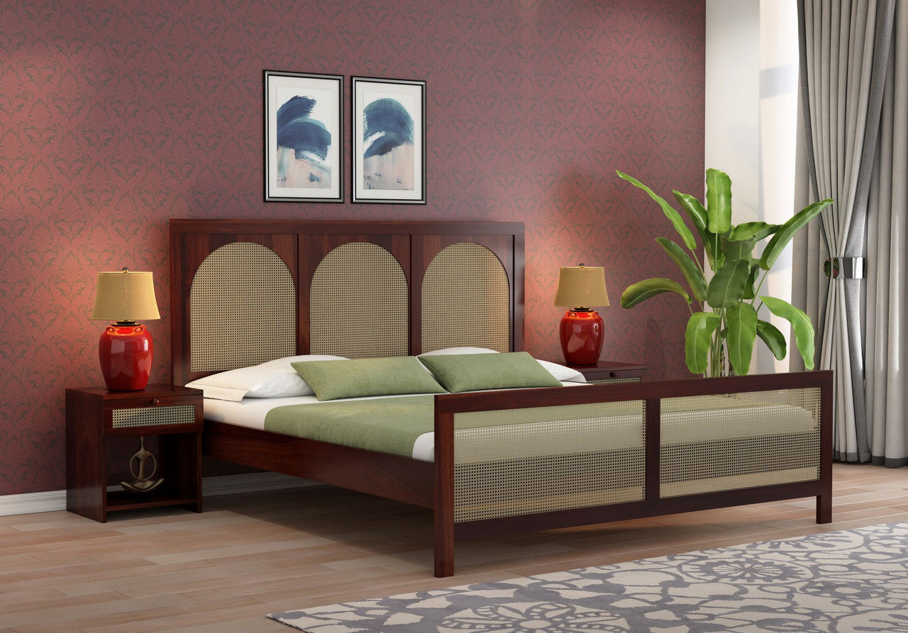 Craft D Art Sheesham Wood King Size Bed Without Storage (Walnut Finish)