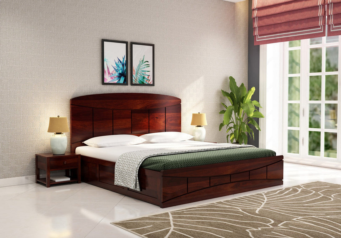 Craft D Art Sheesham Wood King Size Bed With Storage (Walnut Finish)
