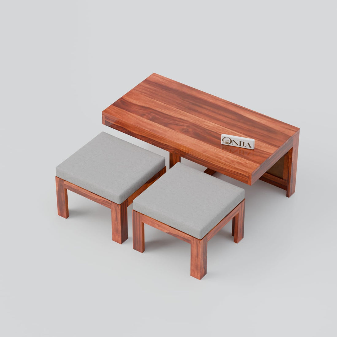 Craft D Art Solid Wood Cane Coffee Table with Hidden Seating | Natural