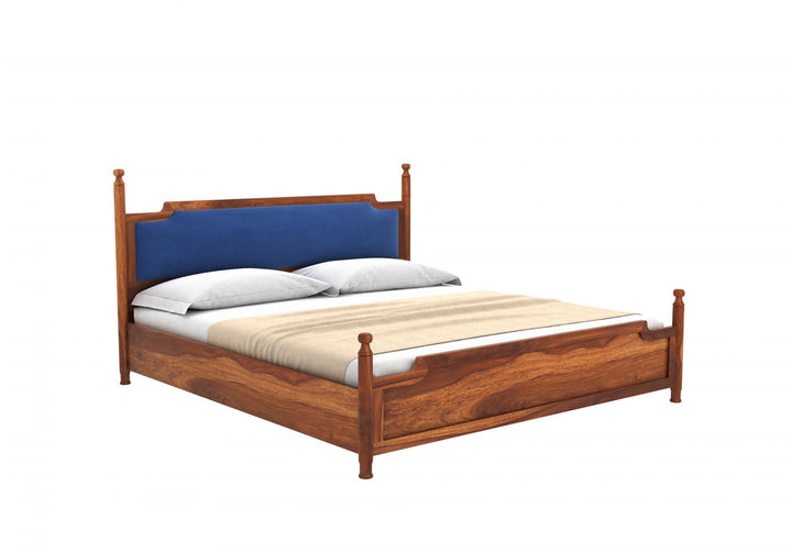 Craft D Art Sheesham Wood Queen Size Bed Without Storage (Honey Finish)