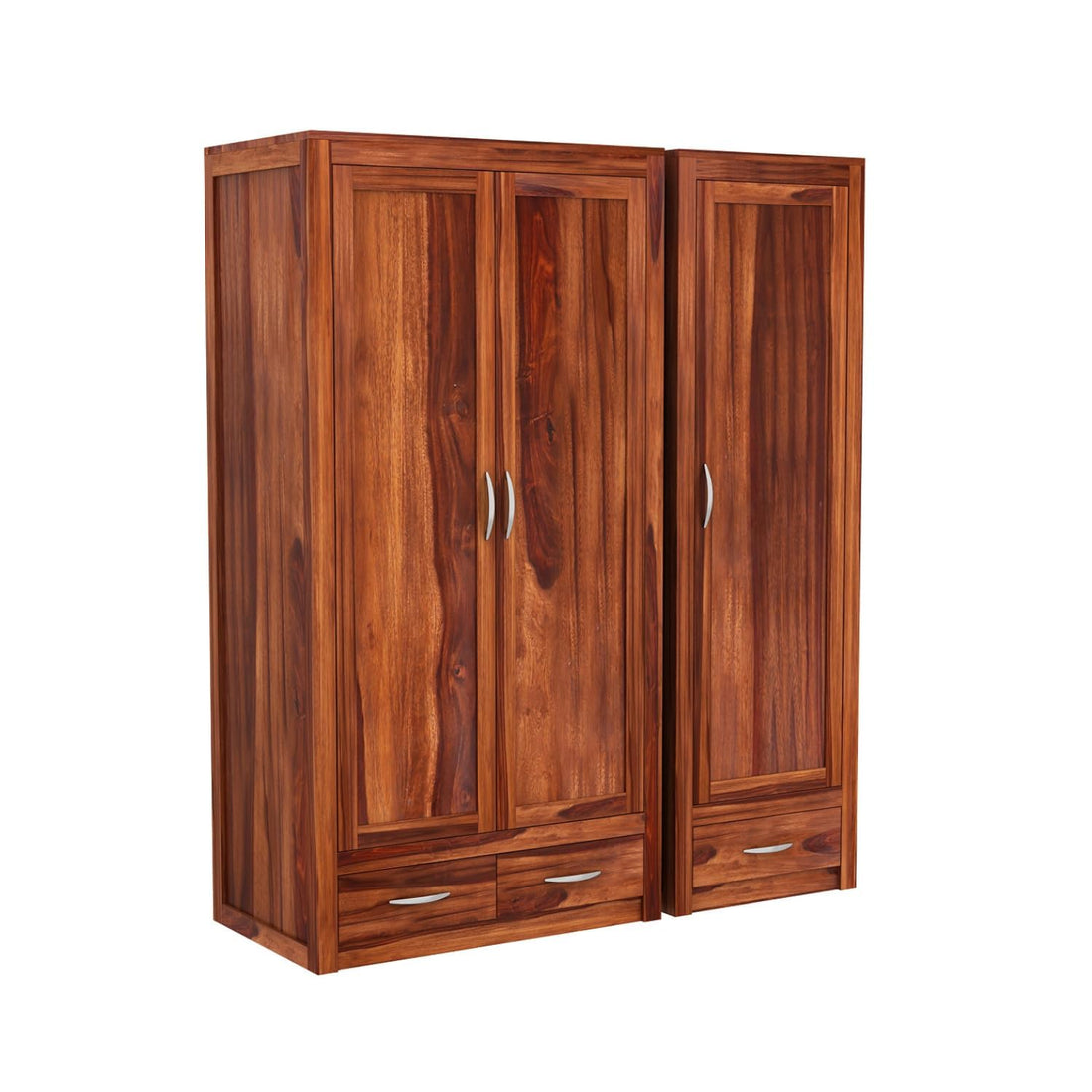 Craft D Art Solid Wood 3 Door Wardrobe with Drawers for Bedroom