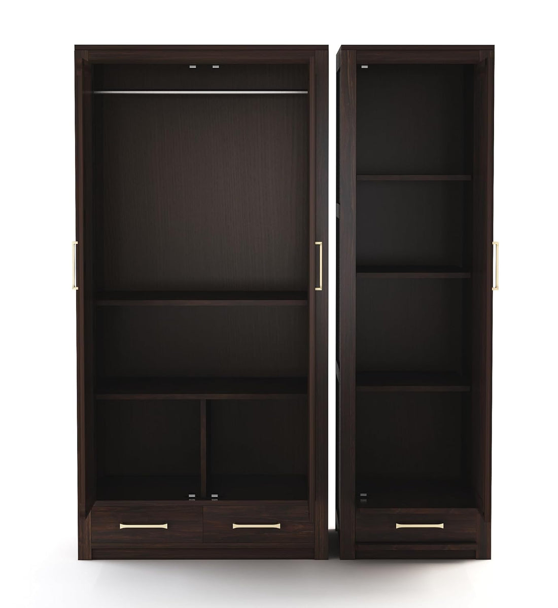 Craft D Art Solid Wood 3 Door Wardrobe with Drawers for Bedroom