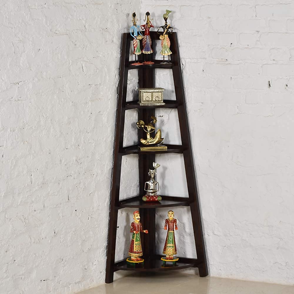 Craft D Art Wooden Corner Bookshelf for Living Room