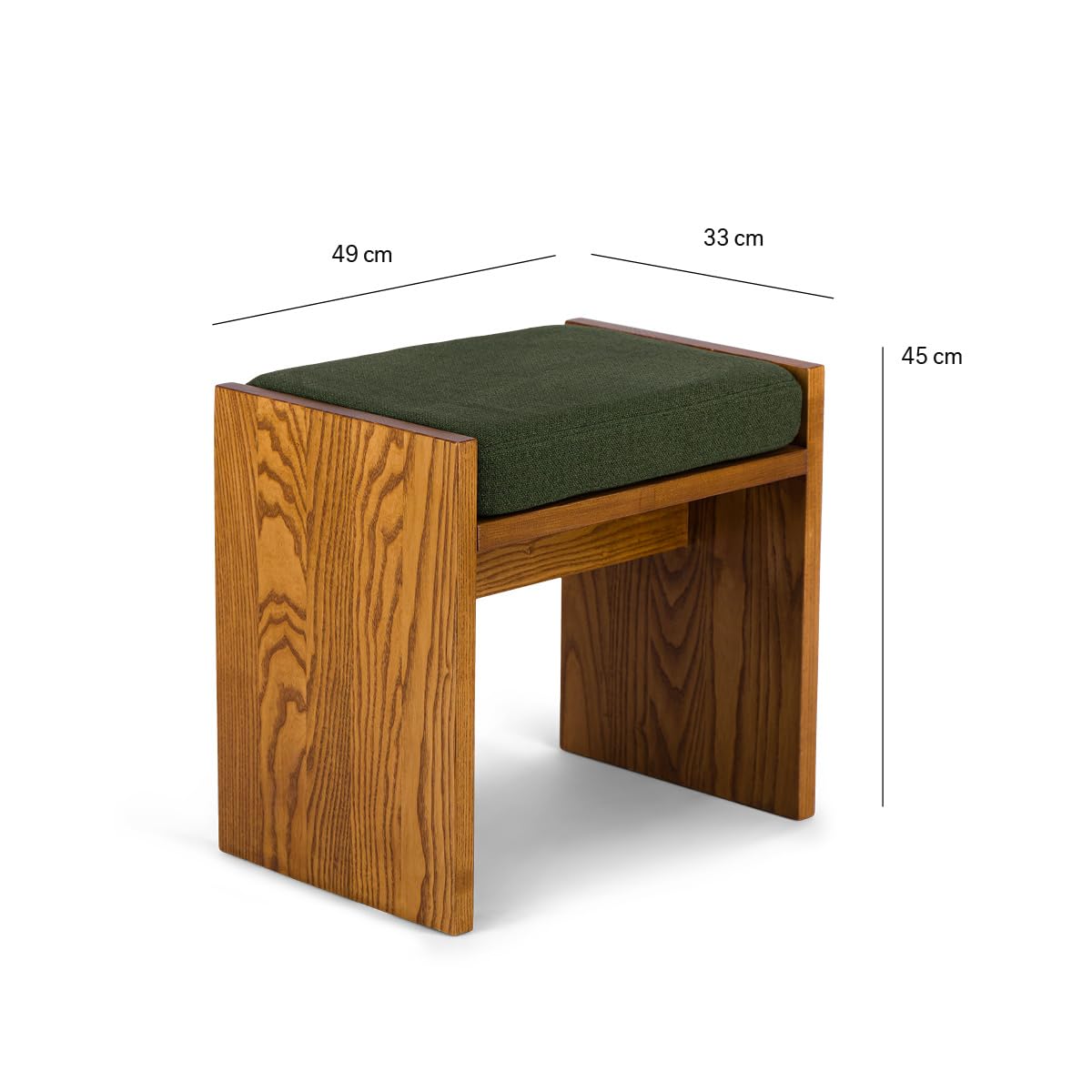 Craft D Art Stool/Seat/Ottoman/Bench in Solid Sheesham Wood Stool with Cushion | Sitting Chair with Foam seat (Green)