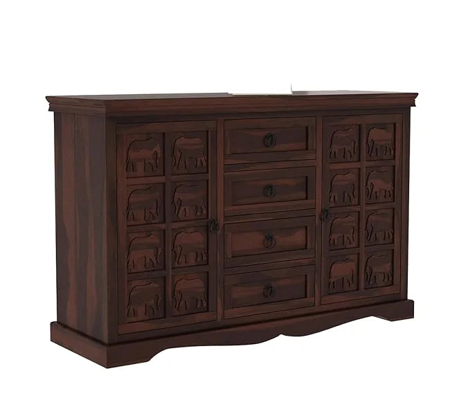 Arvendris Sheesham Wood Cabinet and Sideboard (Walnut Finish)