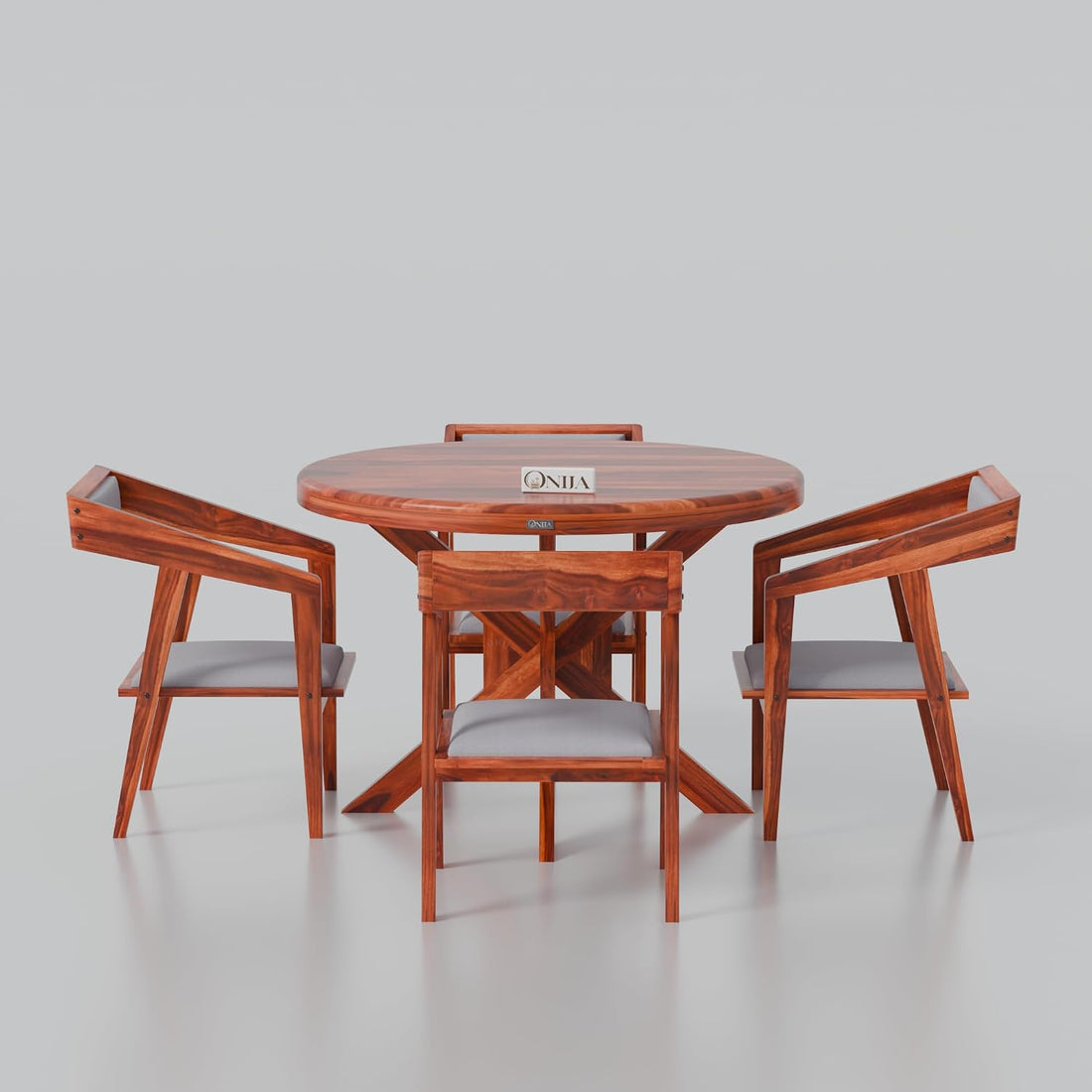 Craft D Art Premium Round Wooden Dining Table Set 4 Seater | Dining Furniture