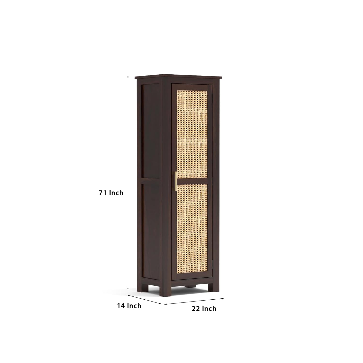 Solid Sheesham Wood Wardrobe Cabinet 1  Cane Rattan Door