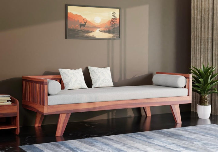 Craft D Art Solid Wood Sofa 3 Seater Sofa Diwan Bed (Without Mattress)