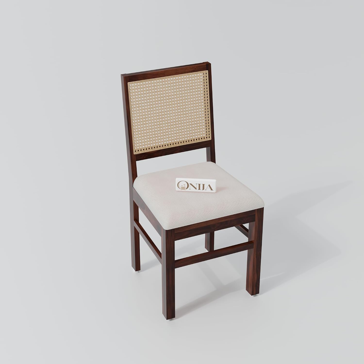 Compact Solid Wood Round Dining Table Set with Cane Back Chairs