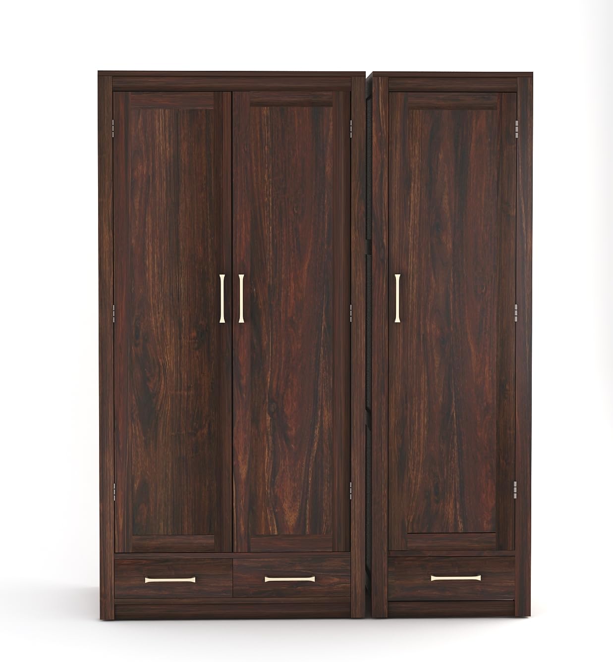 Craft D Art Solid Wood 3 Door Wardrobe with Drawers for Bedroom