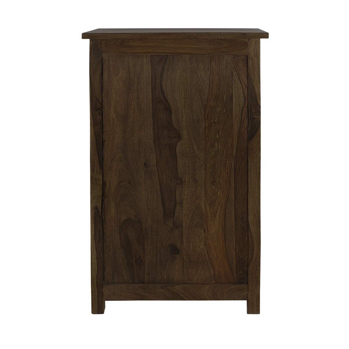 Rustic Solid Wood Glass Door Bookcase Cabinet with Drawer