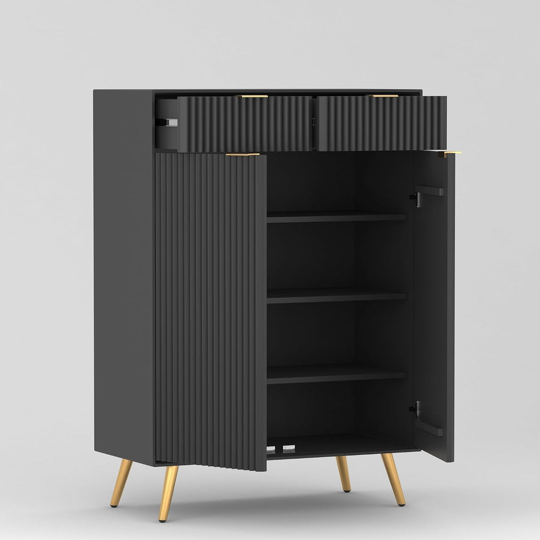 Craft D Art HDMR Premium Wood Sideboard Cabinet (Black)
