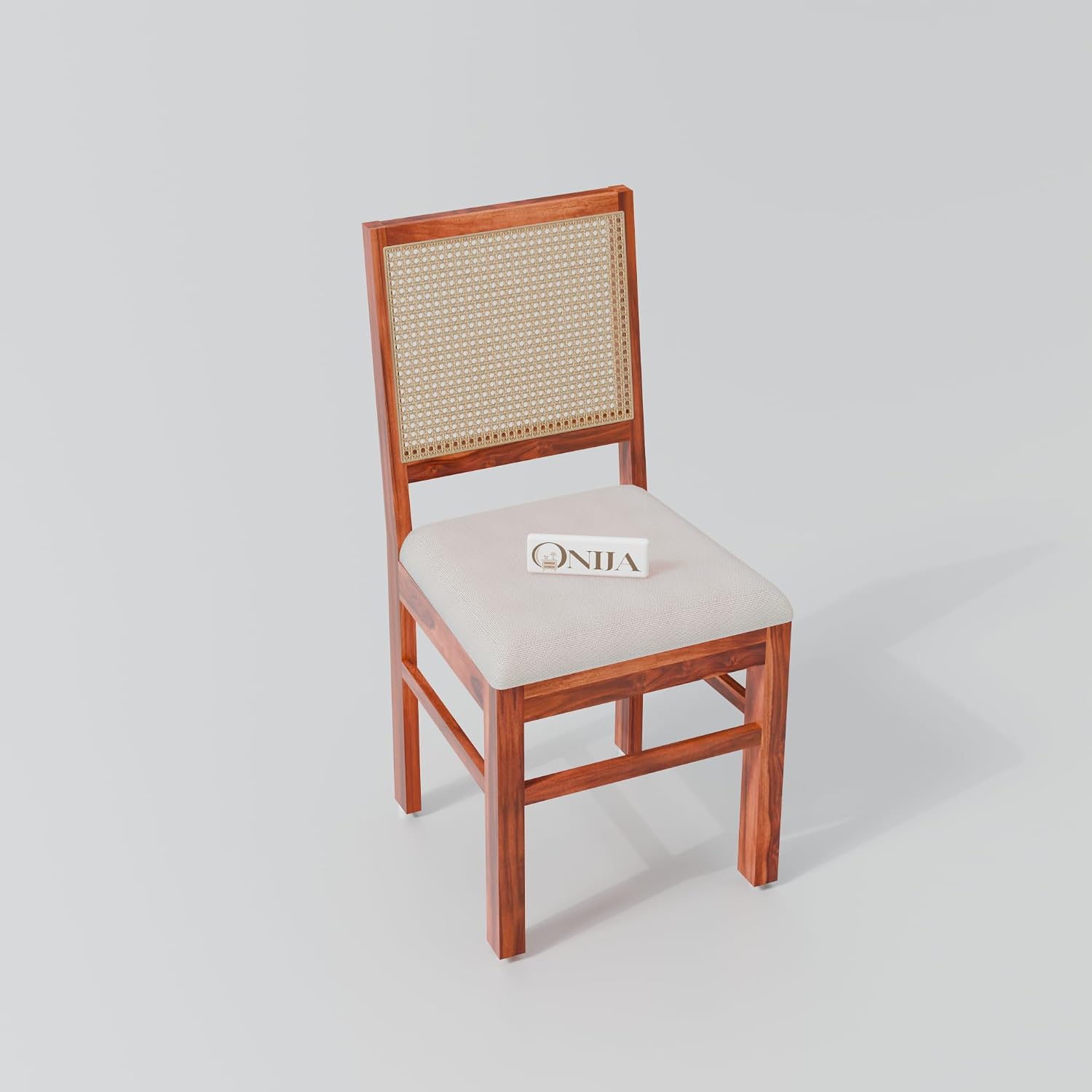 Premium Teak Finish Round Dining Table Set with Cane Back Chairs