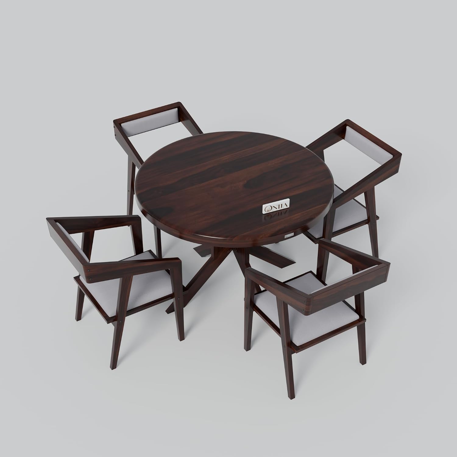Craft D Art Modern Round Wooden Dining Table Set 4 Seater | Premium Dining Furniture