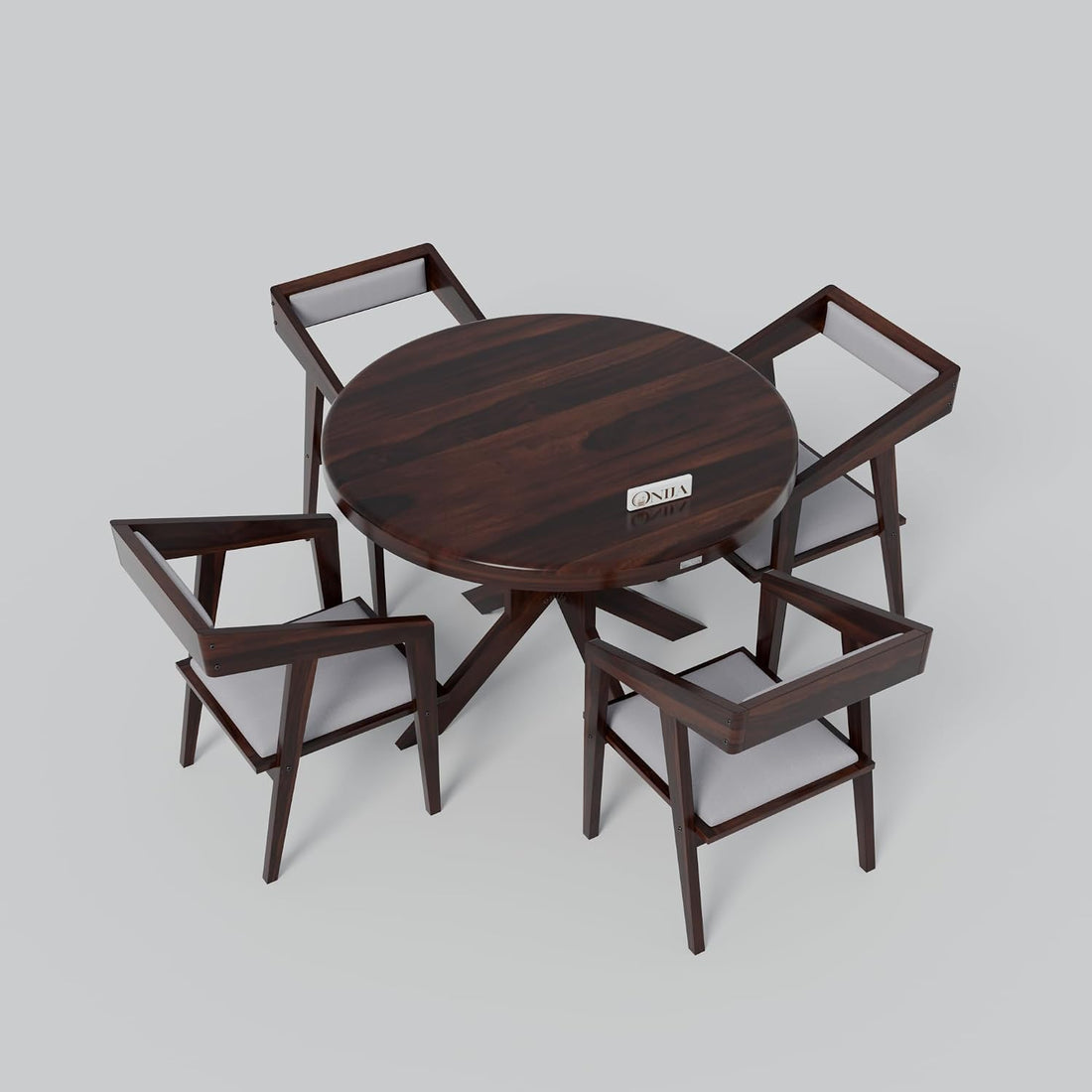 Craft D Art Modern Round Wooden Dining Table Set 4 Seater | Premium Dining Furniture