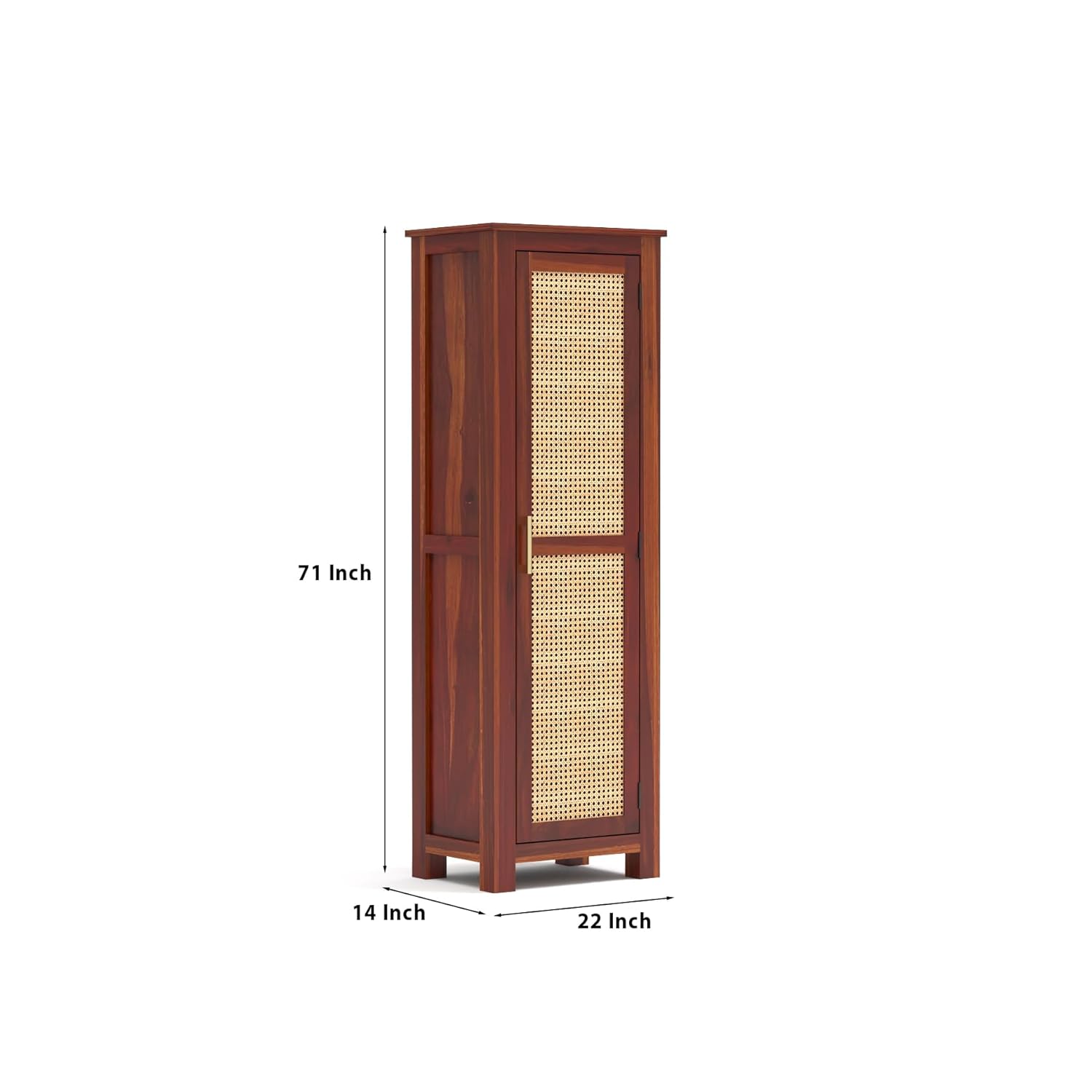 Solid Sheesham Wood Wardrobe Cabinet 1  Cane Rattan Door