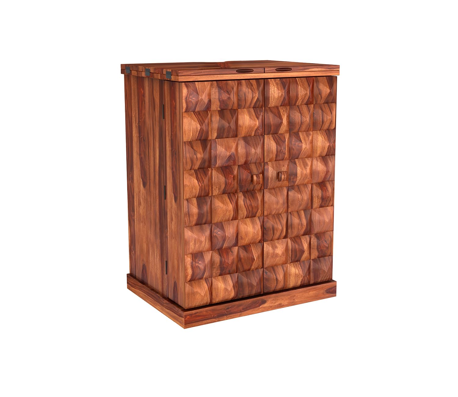 Craft D Art Wooden Bar Cabinet | Home Bar Furniture with Wine Rack & Drawer | Honey