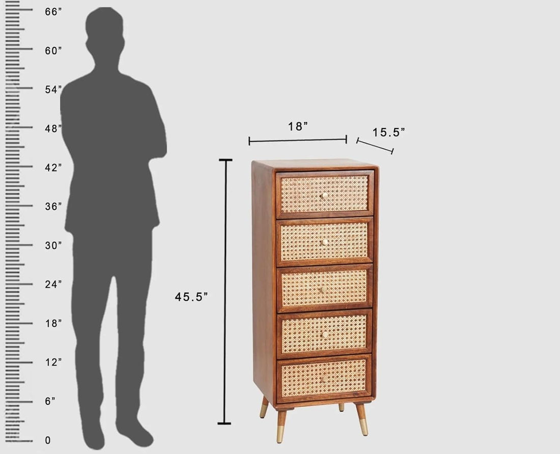 Craft D Art Wooden Chest of Drawers with 5 Compartment Storage