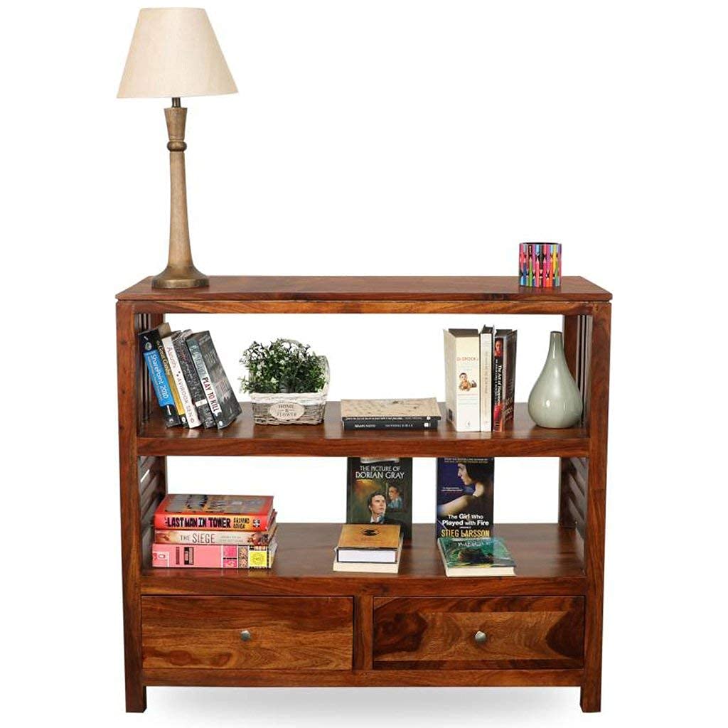 Solid Wood Bookshelf with Storage Drawers for Home & Office
