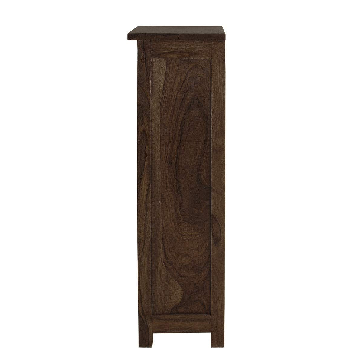 Rustic Solid Wood Glass Door Bookcase Cabinet with Drawer