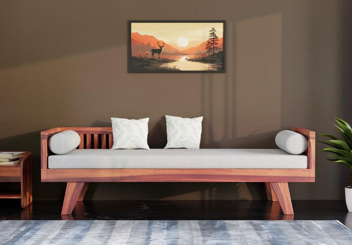 Craft D Art Solid Wood Sofa 3 Seater Sofa Diwan Bed (Without Mattress)