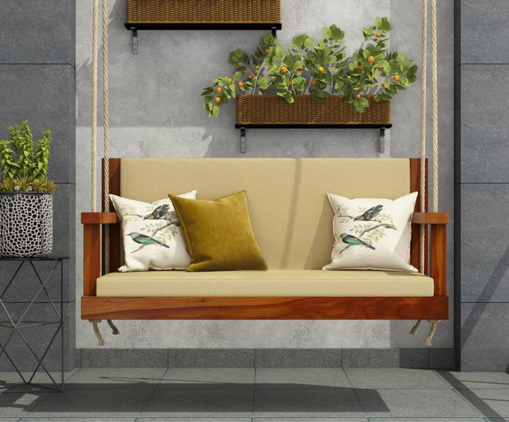 Wooden Garden Zula Swing Hammock Chair Wooden Hanging Swings | Jhula for Balcony, Sheesham Wood Indoor Outdoor