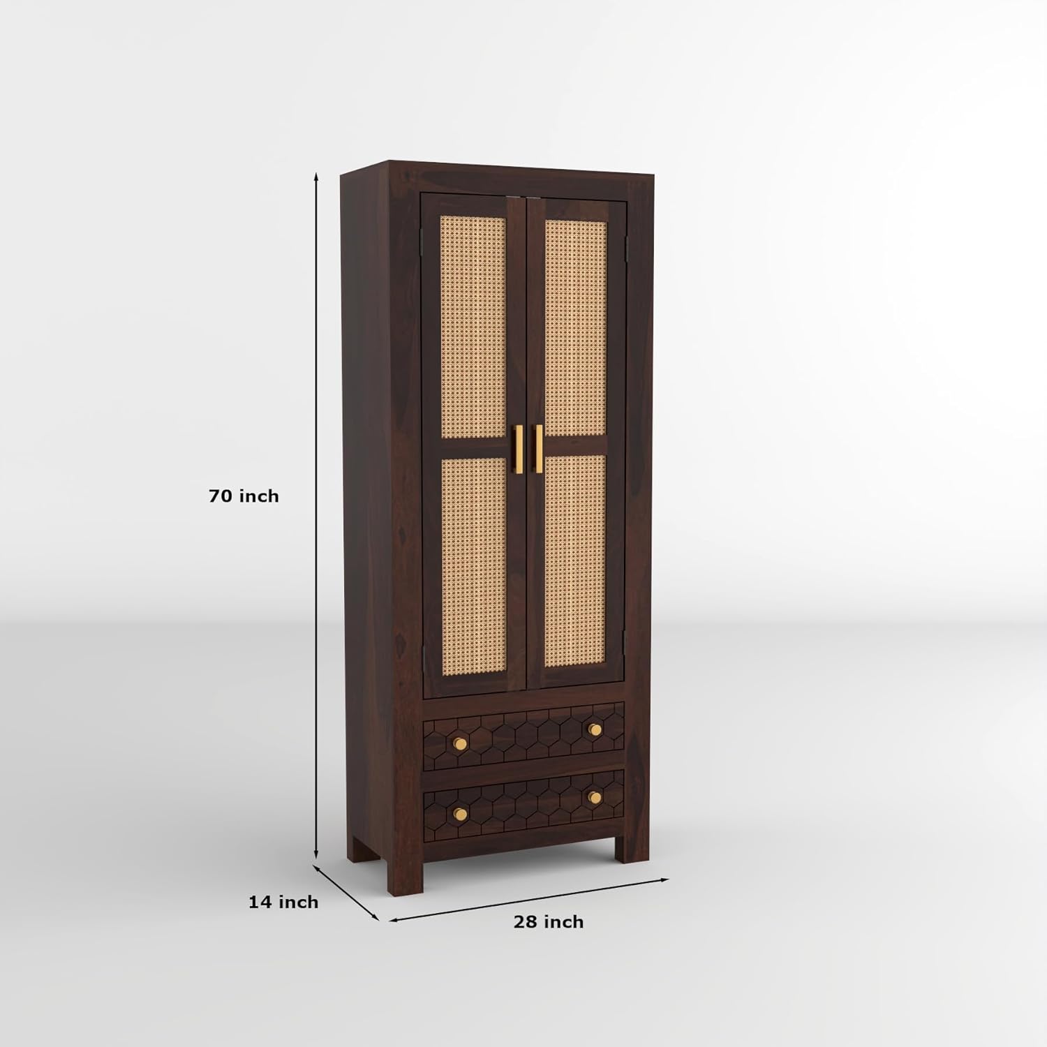Solid Sheesham Wood Wardrobe Cabinet